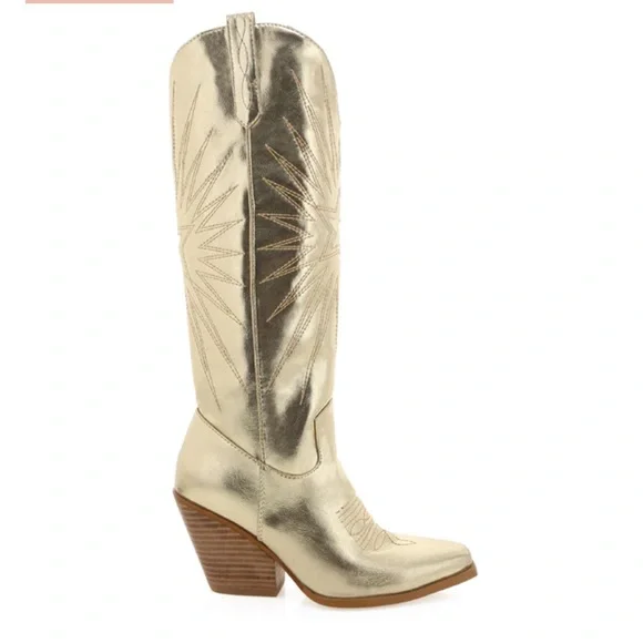 billini constance gold metallic western statement festival cowboy boots size 7 - Picture 10 of 11